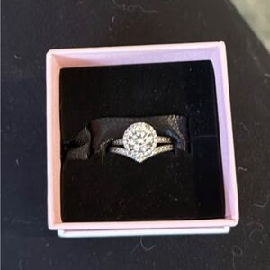 Pandora Silver Ring with Halo Design
